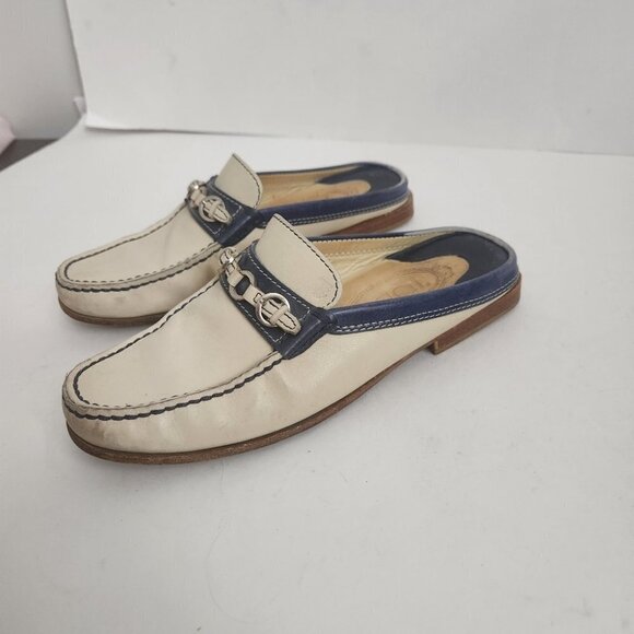 TOD'S | Leather mules navy cream sz 35 - Picture 3 of 8